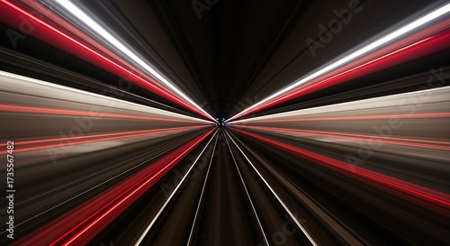 Wallpaper Mural Tunnel vision with bright lines of red and white light converging into a vanishing point Torontodigital.ca