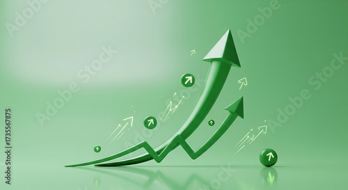 Green arrows pointing upwards, symbolizing growth, progress, and positive trends against a green background.