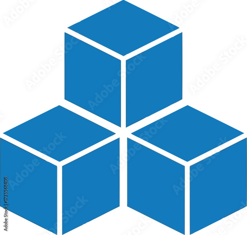Abstract geometric blue cubes stacked together clean isometric 3d rendering technology concept vector