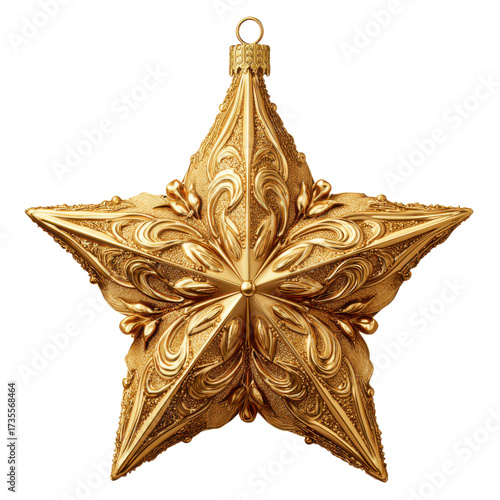 Ornate Golden Star Ornament for Holiday and Festive Decoration