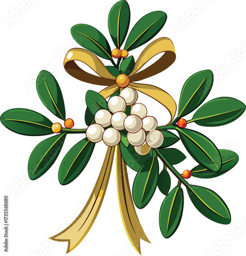 Christmas Mistletoe Bundles traditional green cluster with red berry decoration