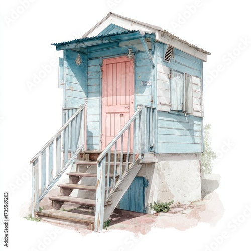 Pastel-hued, quaint little house