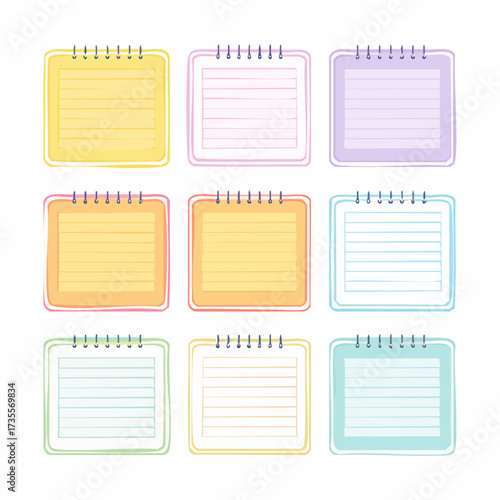 Memo frame note paper line cute planner sheet set. Notebook paper note frame for task list page, to do list sticker sheet.