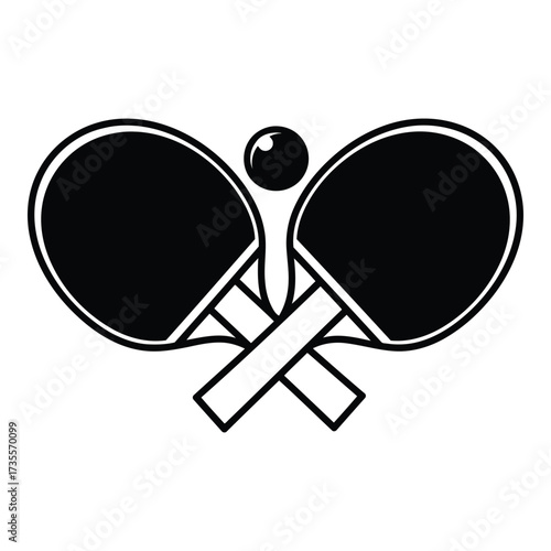 Vector art of two crossed ping pong paddles and ball