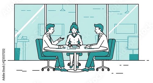 Cartoon business meeting illustration in office
