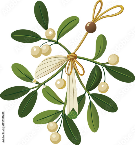 Christmas Mistletoe Bundles traditional arrangement with natural green leaves