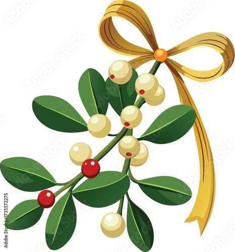 Christmas Mistletoe Bundles elegant arrangement with green branch and ribbon