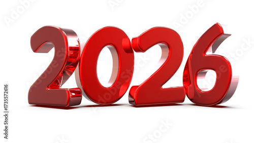 New Year 2026 promotion: a red 50 percent discount text with a 3D render illustration for a business sale