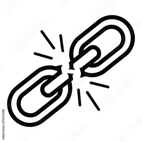 Vector art of broken chain link icon symbolizing connection failure or separation