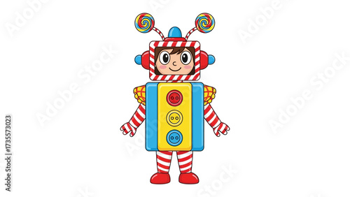 Festive Character: A vibrant character costume, radiating playfulness and charm, ready for a colorful adventure, capturing the imaginative spirit of childhood.