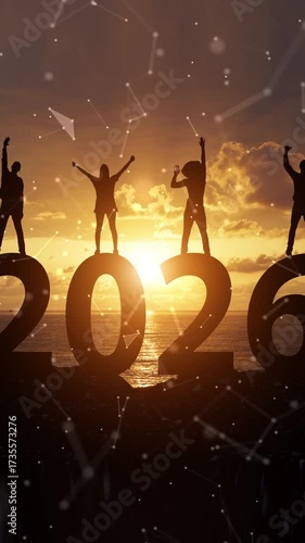 Motivational New Year 2026 Celebration at Sunset