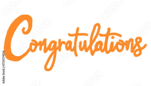 Illustration of hand drawn congratulations text isolated on transparent background in orange