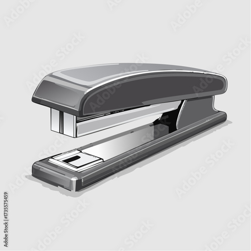 A detailed illustration of a metallic stapler, showcasing its design and functionality.