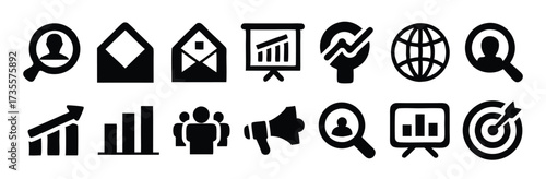 set of marketing icon collection business digital vector illustration