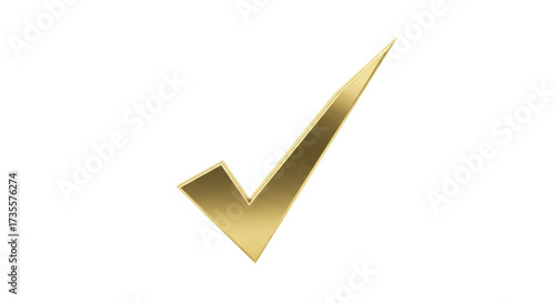 Golden check mark PNG isolated on transparent background, symbol of approval and success for graphic design