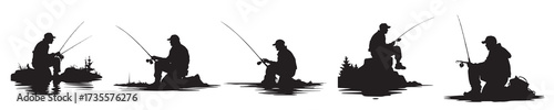fisherman fishing silhouette vector illustration