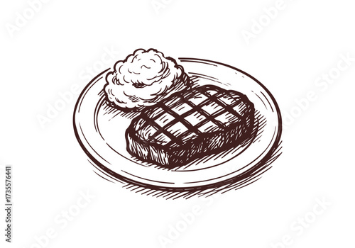  Steak hand drawn vector sketch illustration