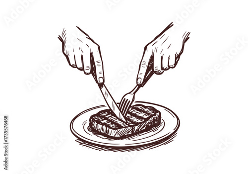  Steak hand drawn vector sketch illustration