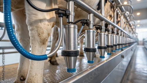 organic farmers america Modern milking equipment in a dairy farm showcasing efficiency and technology in agriculture.