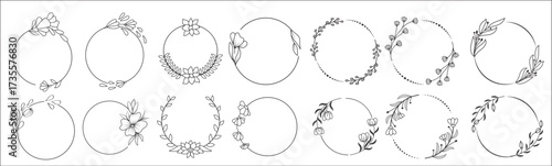 floral wreaths big set of floral round frames vector illustration