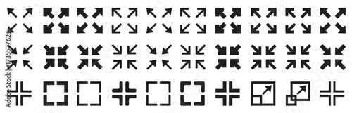  full screen and exit full screen icon set vector illustration