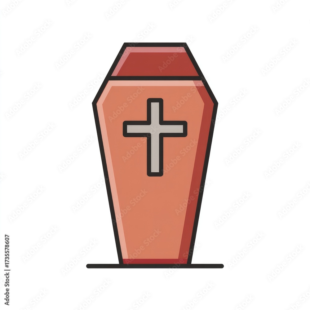 Obraz premium Coffin design with cross on lid for funeral themes and memorial graphics