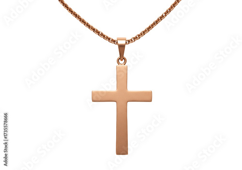 Wallpaper Mural Rose gold cross pendant necklace isolated, religious symbol of Christianity on a chain for spiritual faith and fashion Torontodigital.ca