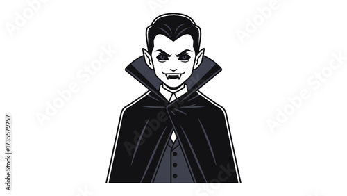 Mysterious Count: A stylized illustration of a vampire, exuding an air of eerie mystery with sharp features and sinister gaze.