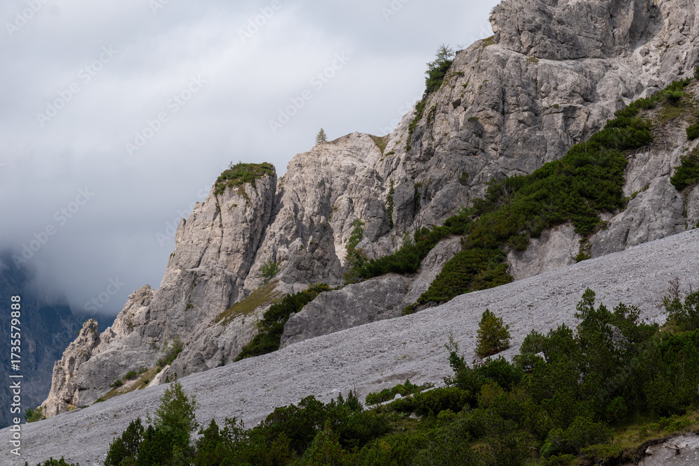 Naklejka premium Wild alpine landscapes of the Wimbach Valley, Berchtesgaden Alps