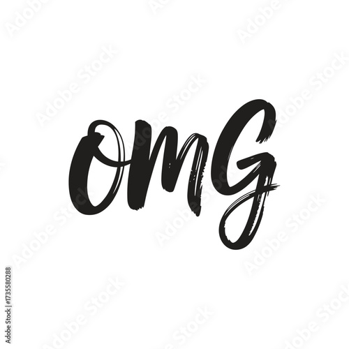OMG Text in Black Brush Stroke Style on White Background 