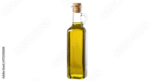 Olive oil in glass bottle isolated, healthy cooking ingredient for Mediterranean diet and culinary use
