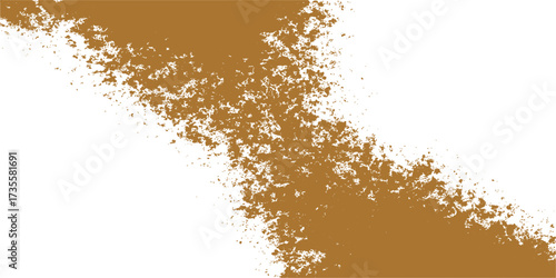 An abstract grunge background vector illustration with a close-up of isolated brown coffee powder, dry spice texture, and black ground tea splash
