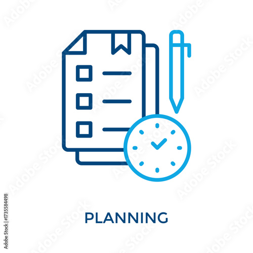 Planning Icon Outline Color Style. Vector Illustration For Graphic Design