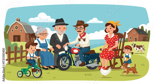 happy family illustration with the activity. happy family vector illustration