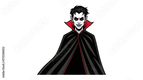 Sinister Silhouette: A striking illustration of a vampire stands against a stark backdrop, embodying the essence of darkness and mystery.