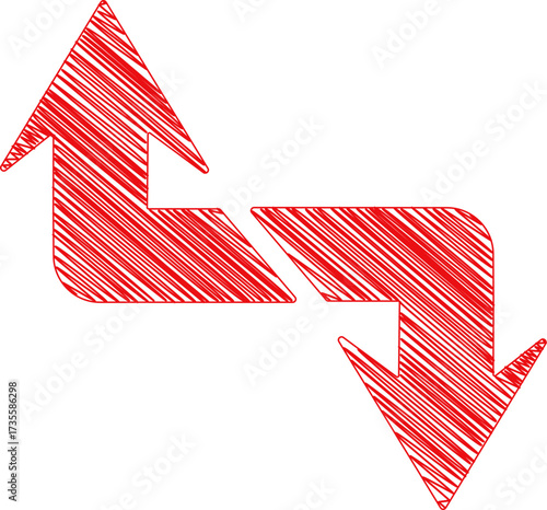 Red Scribbled Curved Arrow Illustration