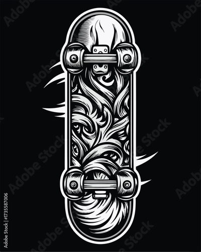 Skateboarder with skateboard. Vector illustration ready for vinyl cutting.