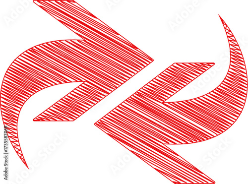 Red Scribbled Curved Arrow Illustration