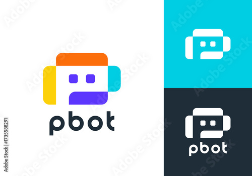 simple chat bot technology communication logo vector design