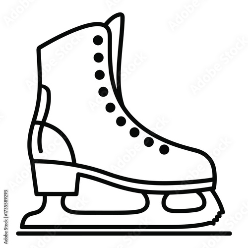 Vector art of line art illustration of a figure skate