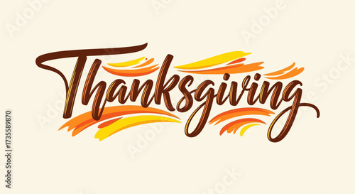 Elegant Thanksgiving Typography with Autumn Colors for Festive Greetings and Invitations