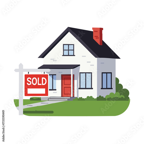 Sold House with For Sale Sign.