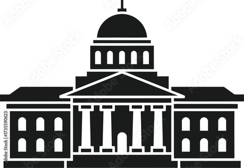 Silhouette of a classic government building with a dome