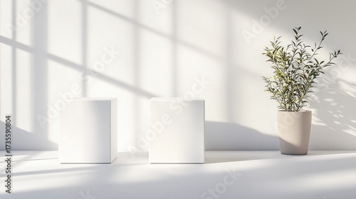 Minimal White Cubes for Product Display in Modern Settings