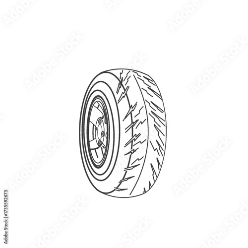 sketch of a car wheel without background