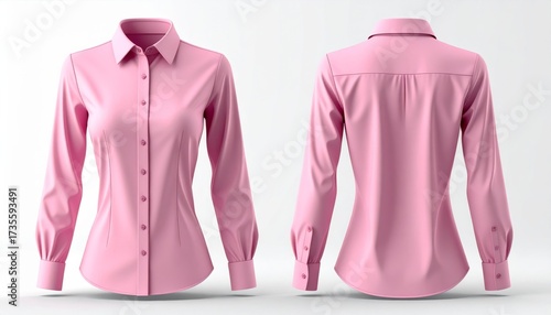 Wallpaper Mural Two 3d woman blouse office formal shirt front and back view.  Torontodigital.ca