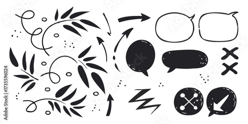 Grunge Bubble Chat Icon Set
