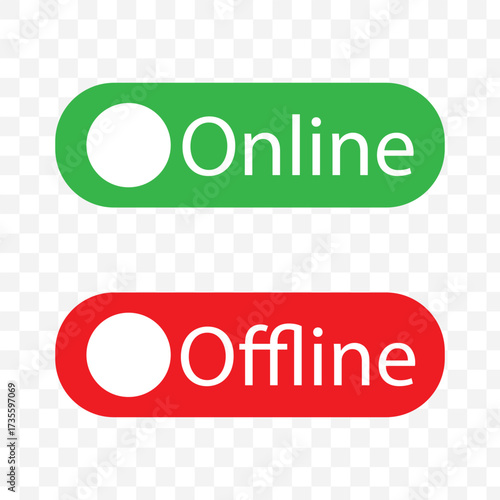 Online offline switch icon vector. On off slider concept. Online and offline button sign.