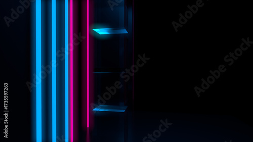 Dark abstract background with ultraviolet neon glow