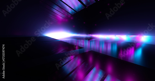 Dark abstract background with ultraviolet neon glow